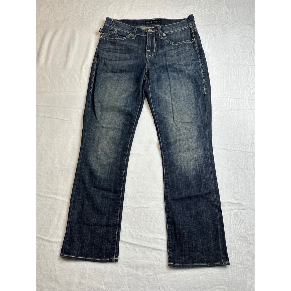 Rock & Republic Kendall Bootcut Jeans Womens 6 Blue Dark Wash Stretch Denim